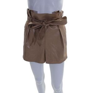 Brooklyn Karma Womens Waist Tie Flat Front Above Knee Shorts Beige 25 in
